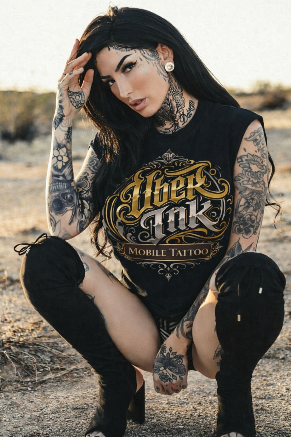 Uber Ink logo shirt model photo
