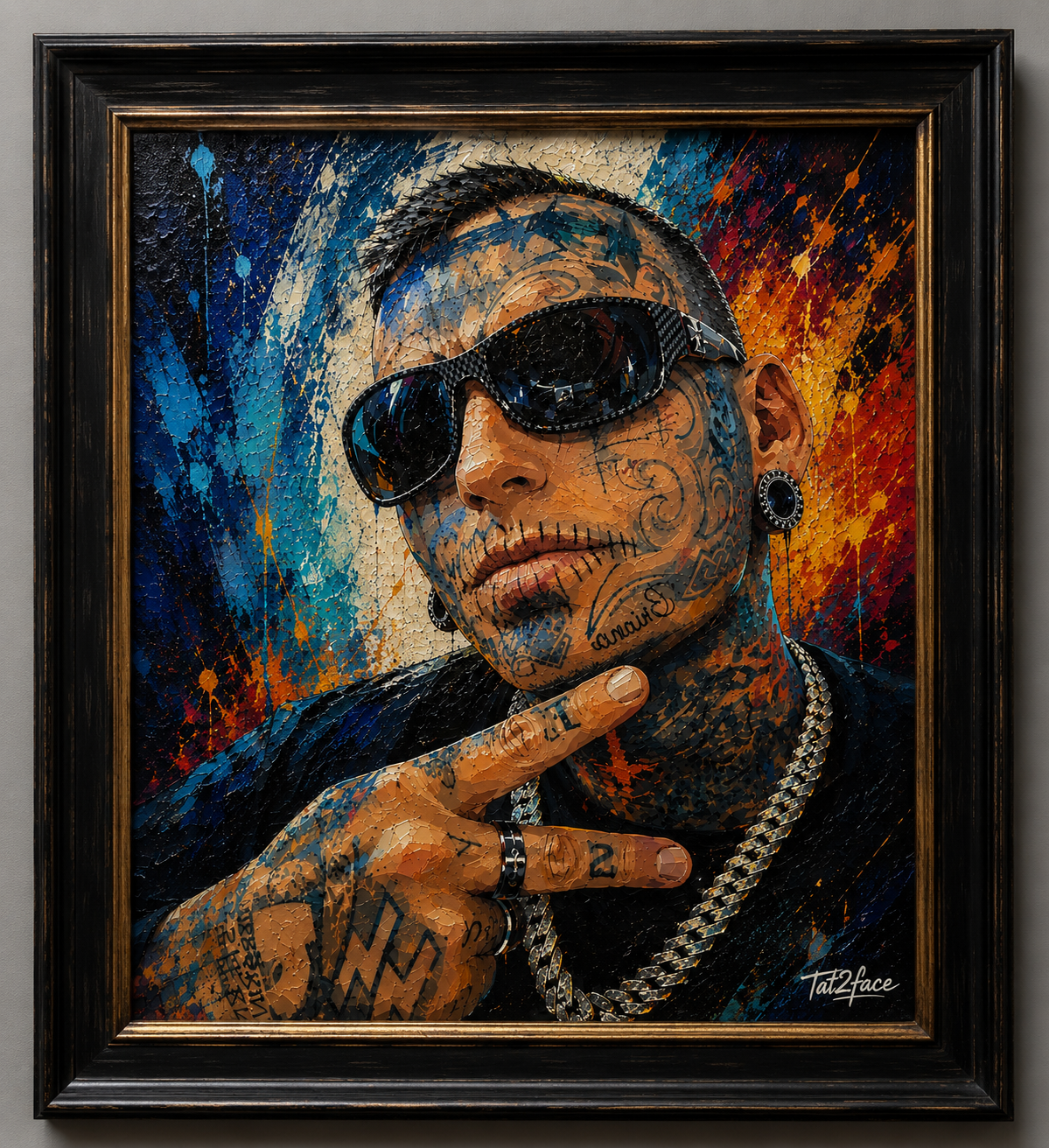 Original framed painting of Tat2face